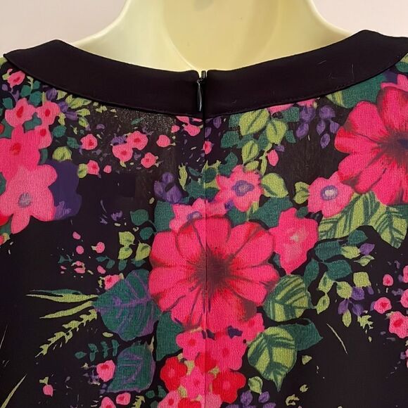 Lovely Doncaster Collection black & pink floral long tunic or dress - Picture 7 of 10